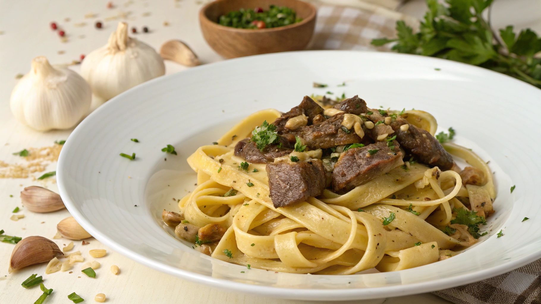 Garlic Beef Pasta