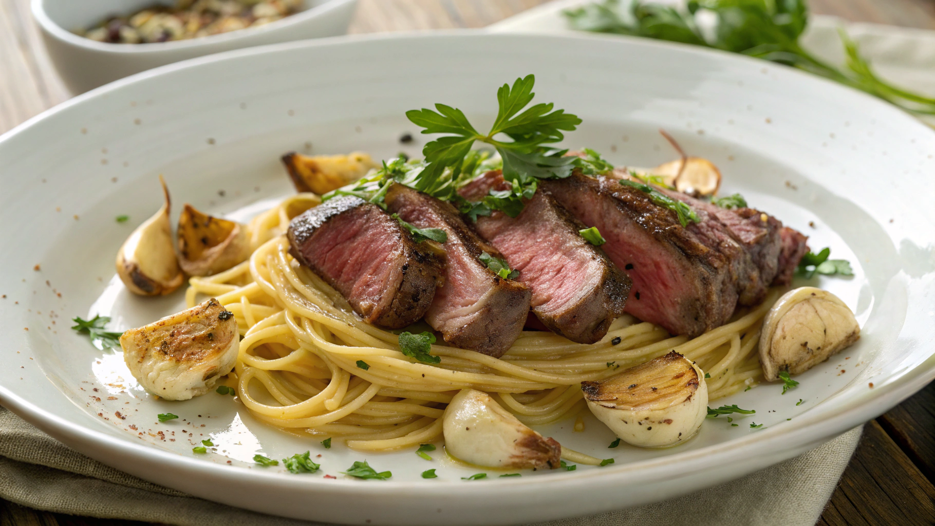 Garlic Steak Pasta