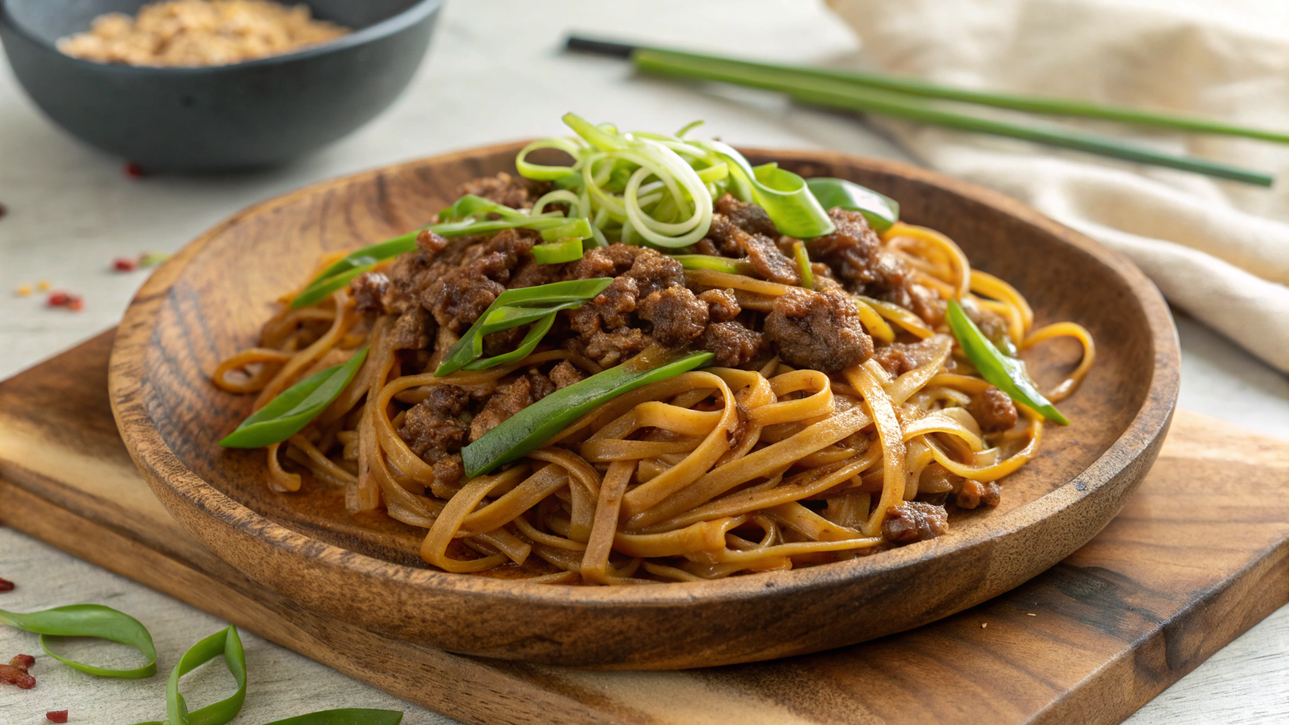 Mongolian Ground Beef Noodles