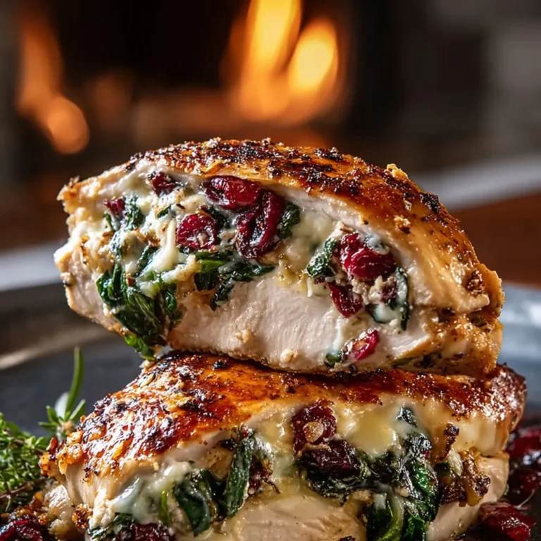 Cheesy Cranberry Spinach Stuffed Chicken Recipe