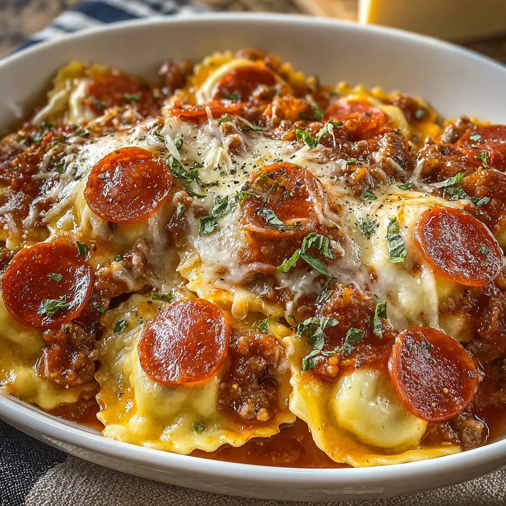 Cheesy Pizza Ravioli Bake: A Delicious Weeknight Dinner Option