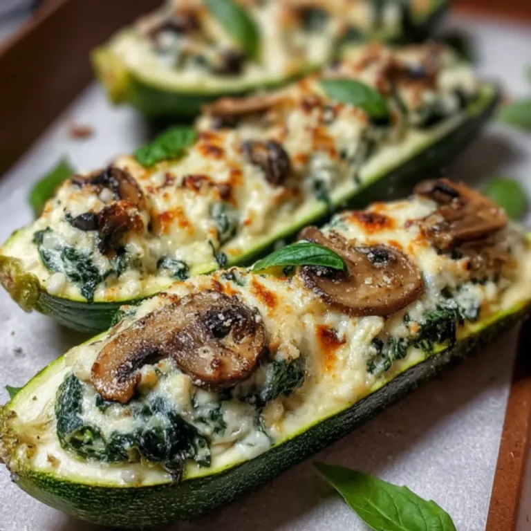 Cheesy Spinach Mushroom Zucchini Boats Recipe