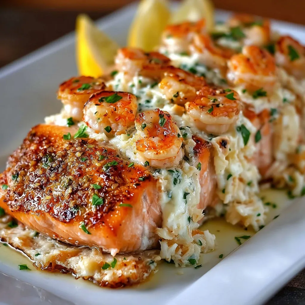 Crab and Shrimp Stuffed Salmon: A Decadent Seafood Delight