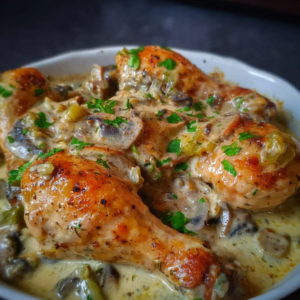 Creamy Baked Chicken Mushroom Casserole
