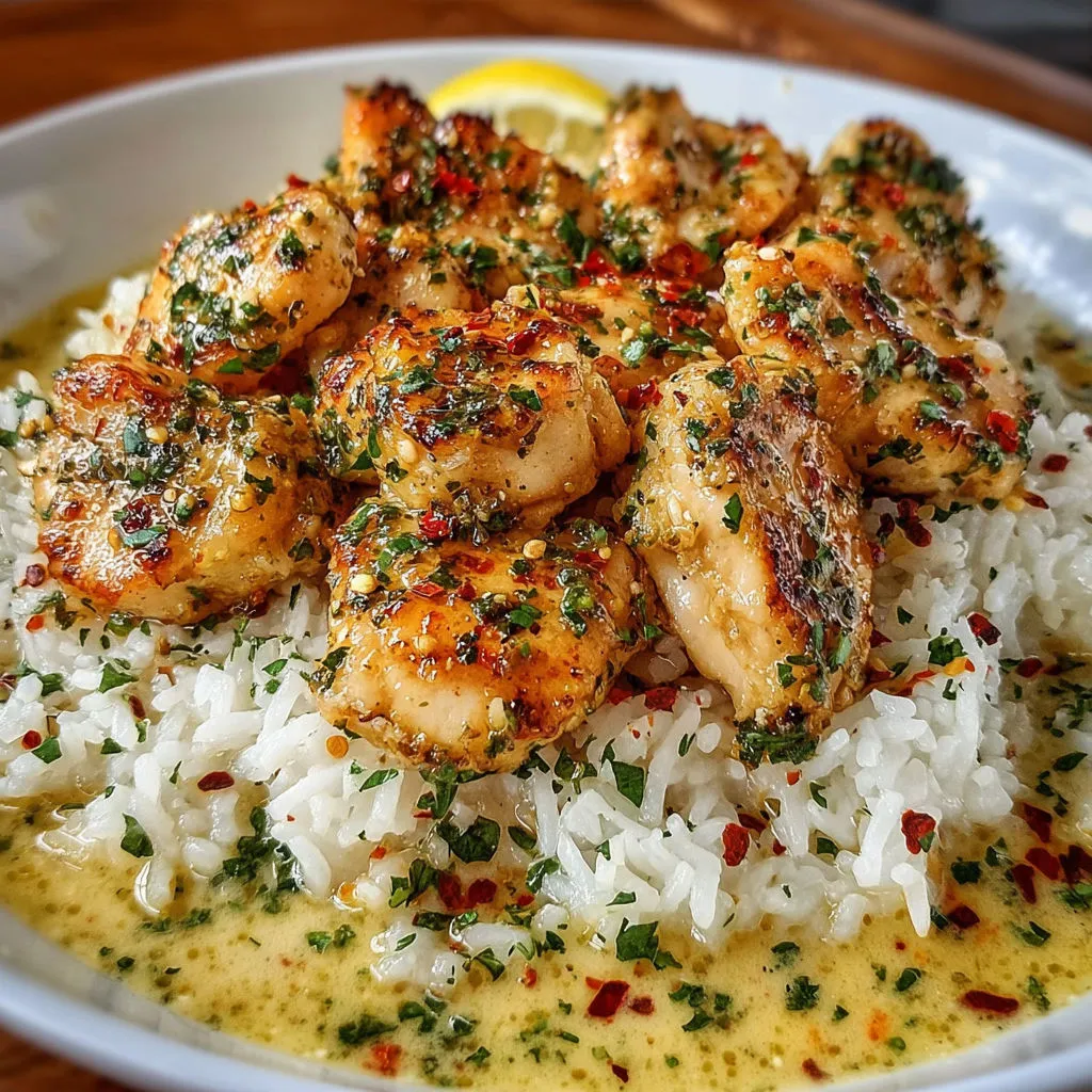 Creamy Garlic Chicken Scampi with Rice