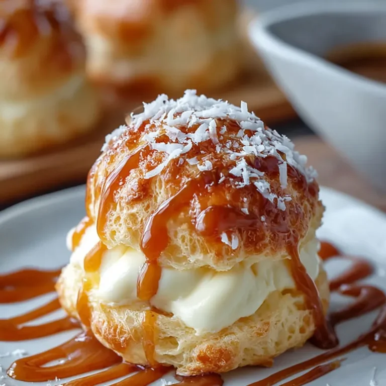 Decadent Coconut Caramel Cream Puffs