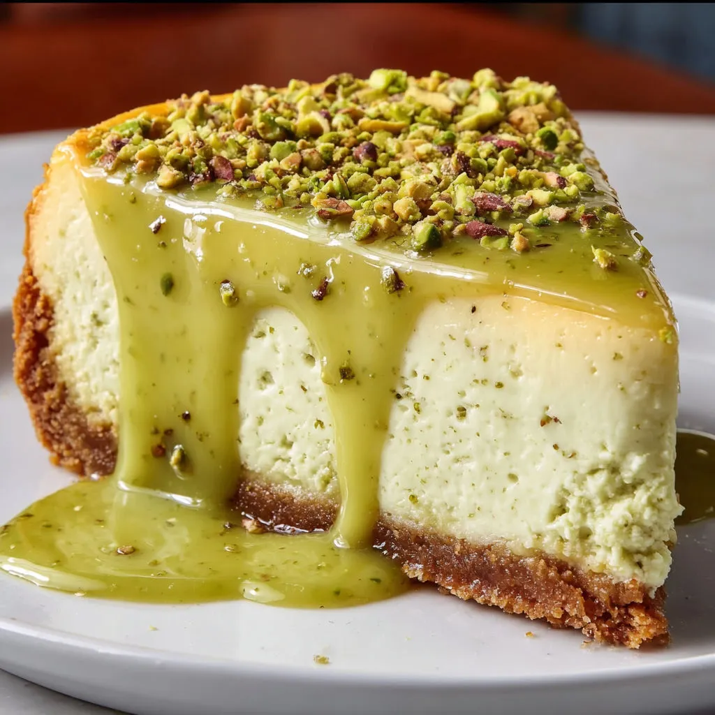 Decadent Pistachio Cheesecake with Delicious Topping