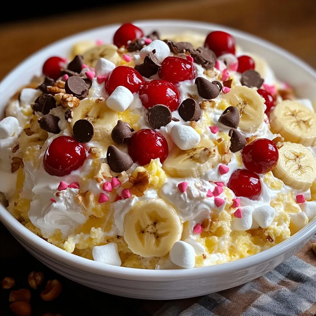 Delicious Banana Split Fluff - Easy No-Bake Recipe
