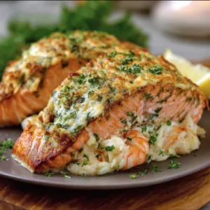 Delicious Crab and Shrimp Stuffed Salmon