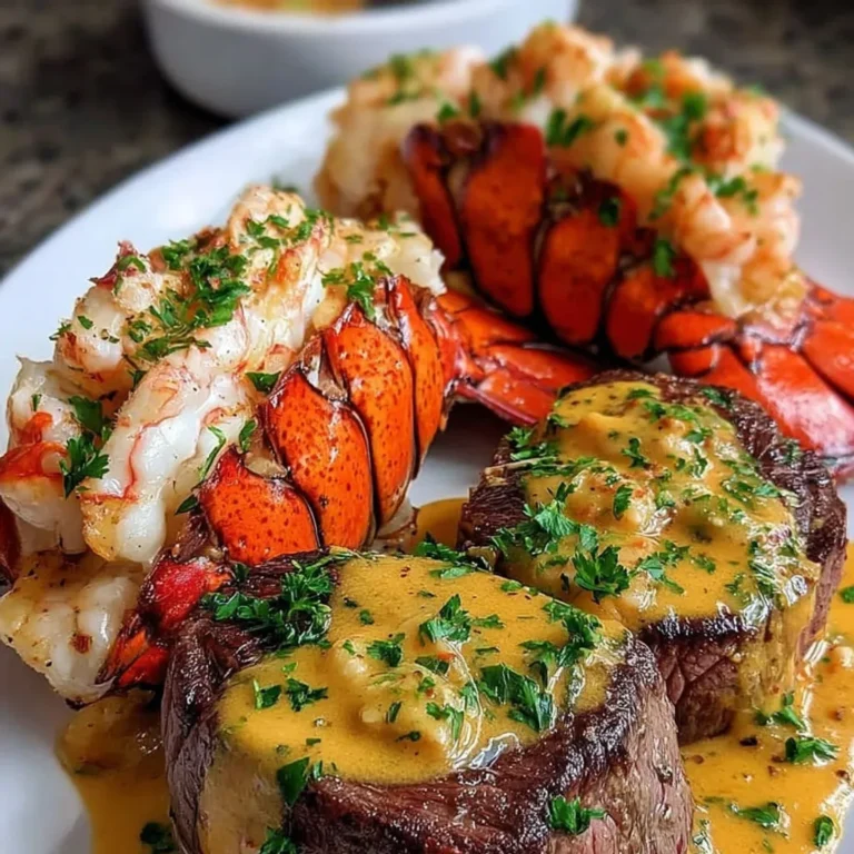 Delicious Surf and Turf with Lobster Sauce