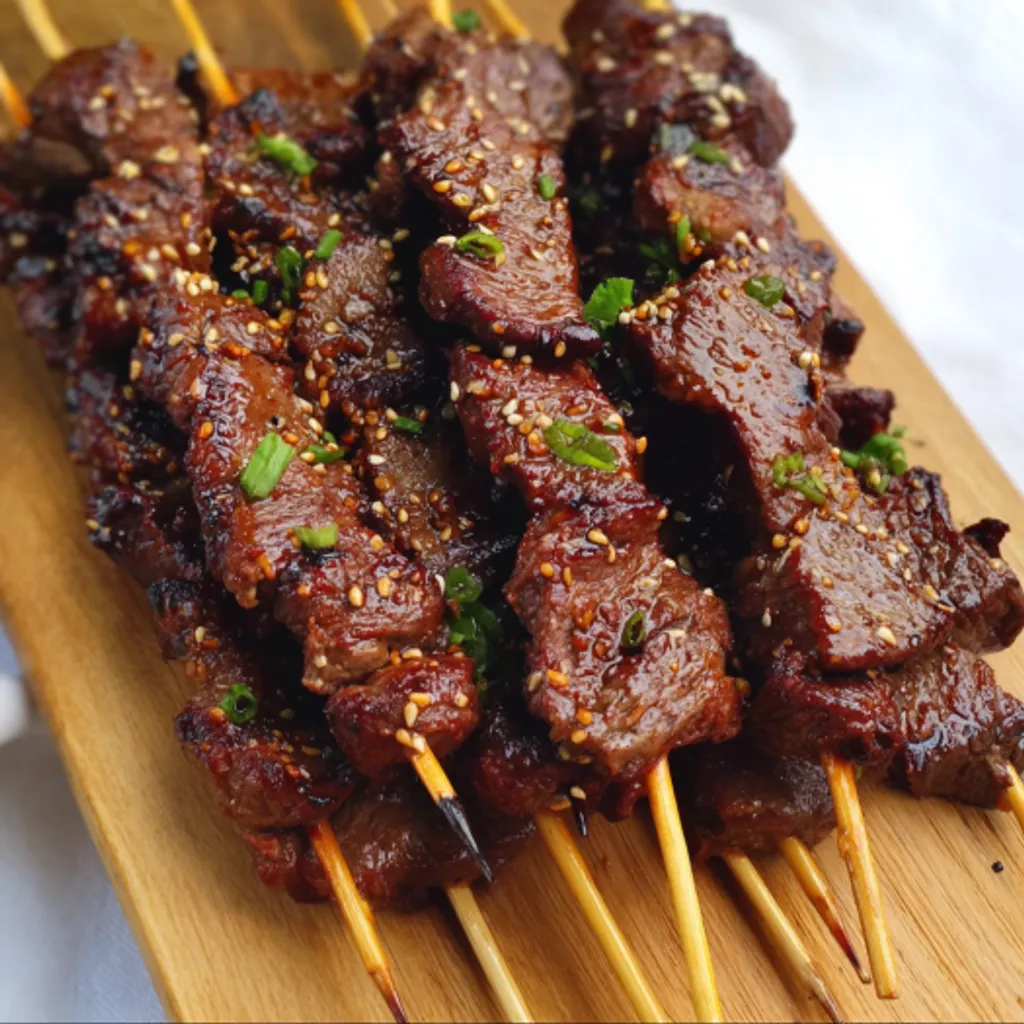 Delicious Teriyaki Beef Skewers with Sesame Glaze