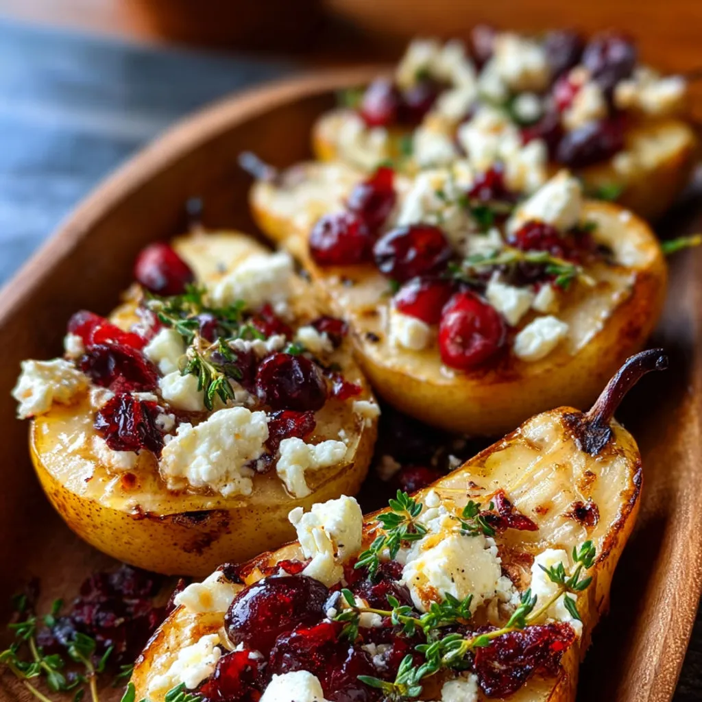 Honey Baked Pears with Feta and Cranberries