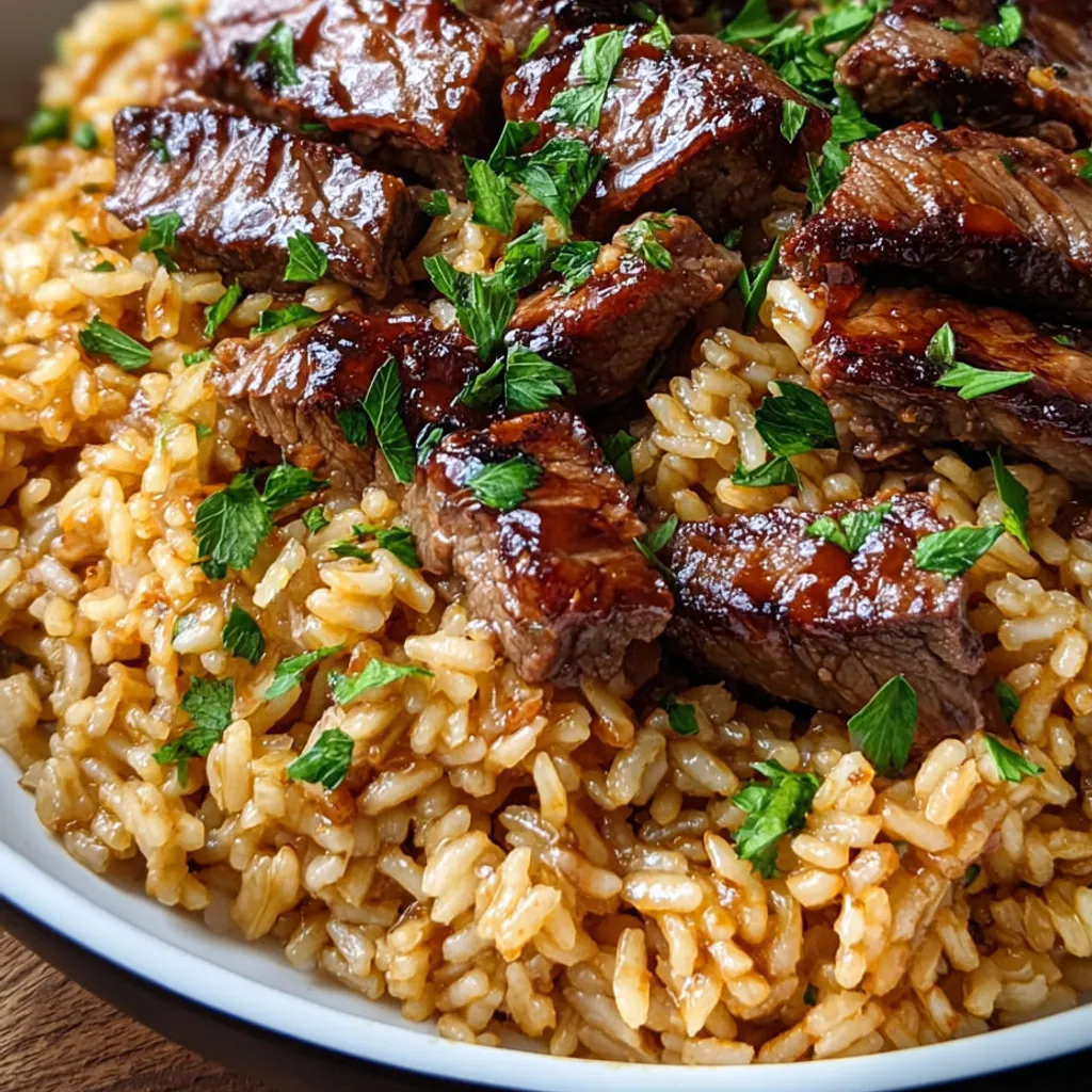 Honey BBQ Steak Rice with Creamy Sauce
