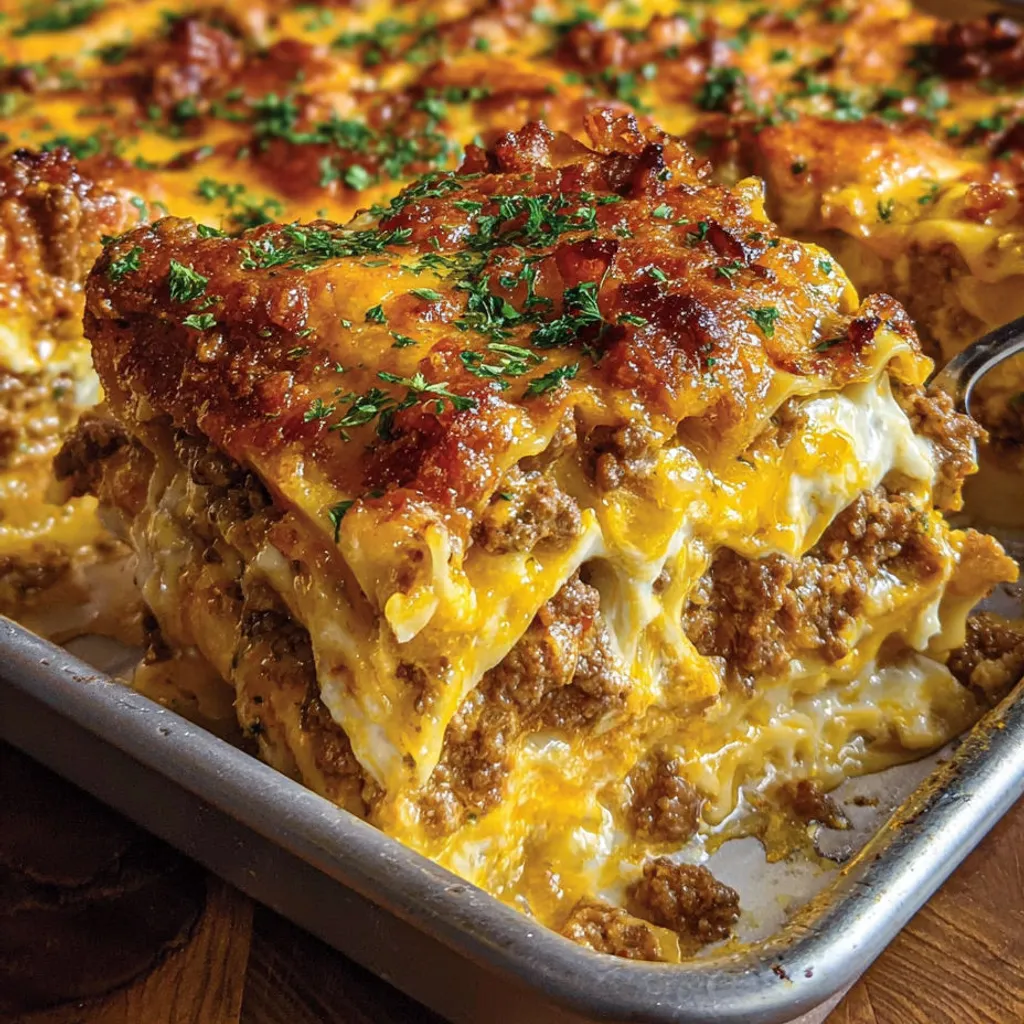 Irresistible Bacon Cheeseburger Pan Lasagna Recipe