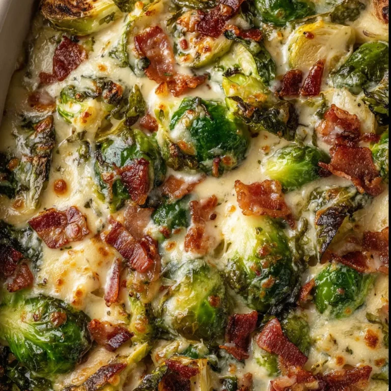 Irresistible Creamy Brussels Sprouts with Bacon