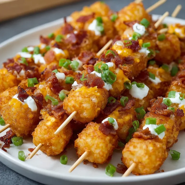 Irresistible Loaded Tater Tot Skewers