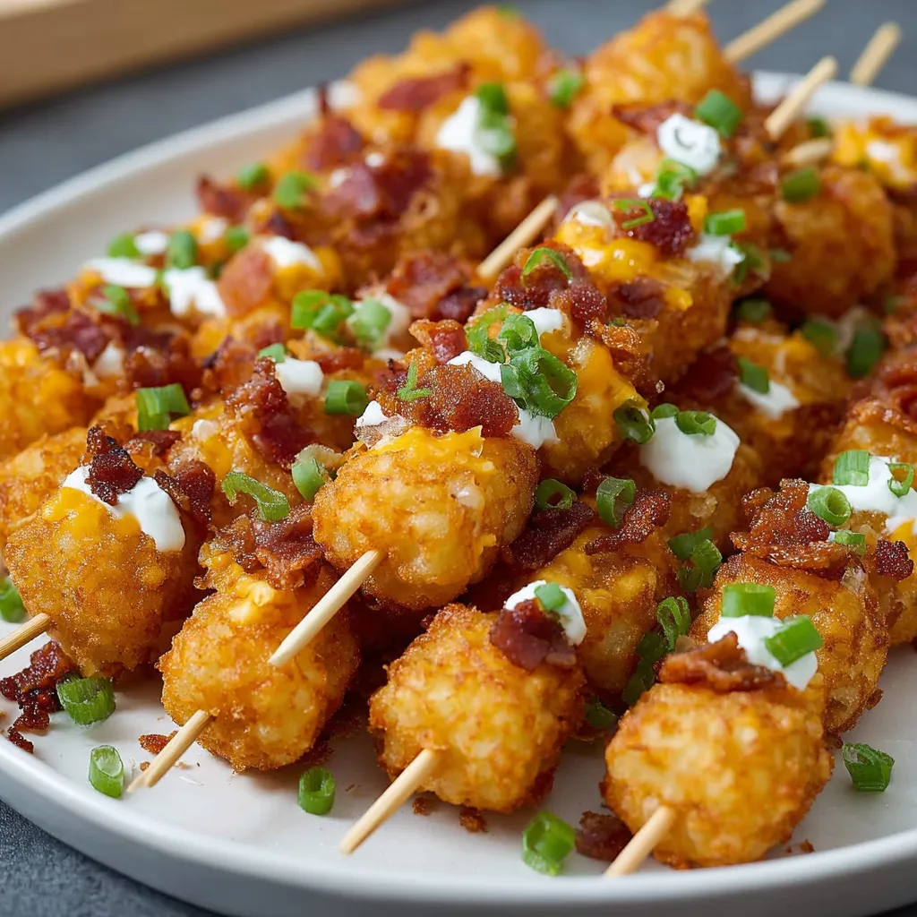 Irresistible Loaded Tater Tot Skewers
