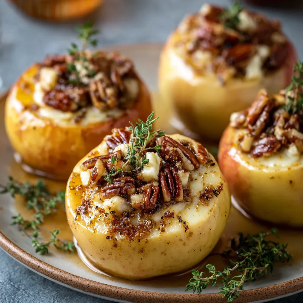 Maple Pecan Brie Stuffed Apples - Thyme Recipe