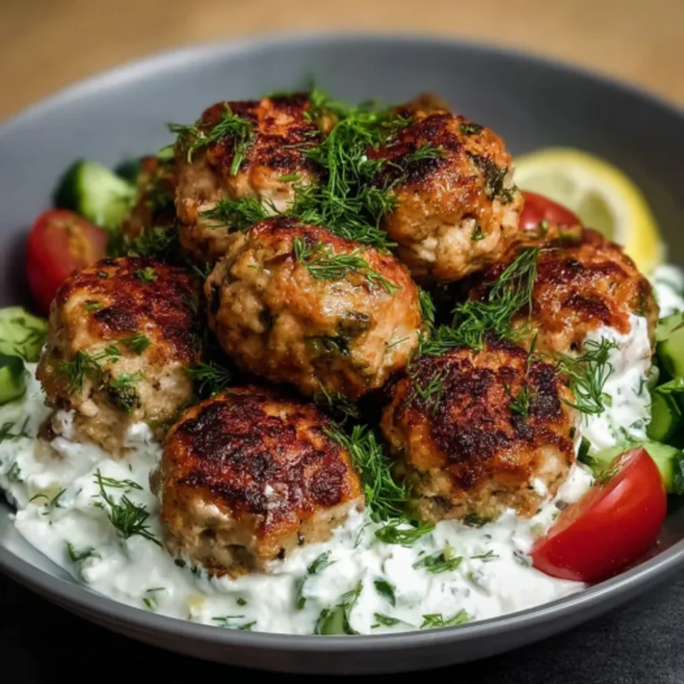 Mouthwatering Greek Chicken Meatballs with Tzatziki Dip