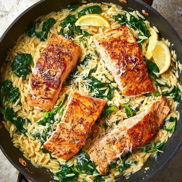 One-Pan Lemon Orzo Salmon Recipe