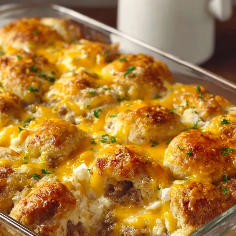 Savory Cheesy Sausage Biscuit Casserole