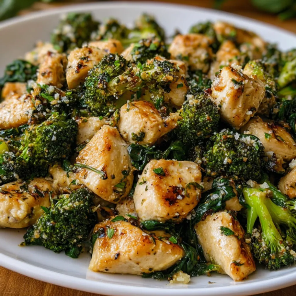 Savory Garlic Chicken with Broccoli and Spinach