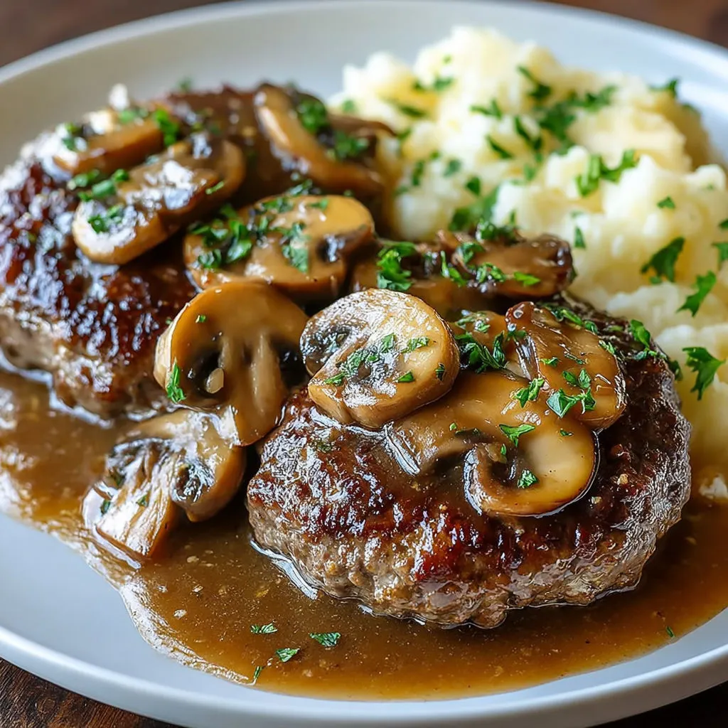 Savory Hamburger Steak with Mushroom Gravy