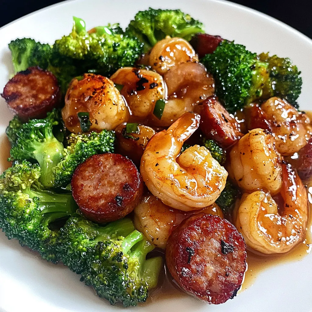 Savory Honey Garlic Shrimp Sausage with Broccoli