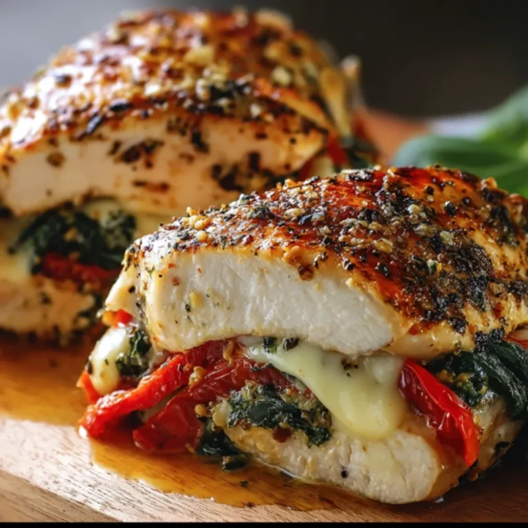 Savory Roasted Pepper Spinach Chicken - Easy Recipe