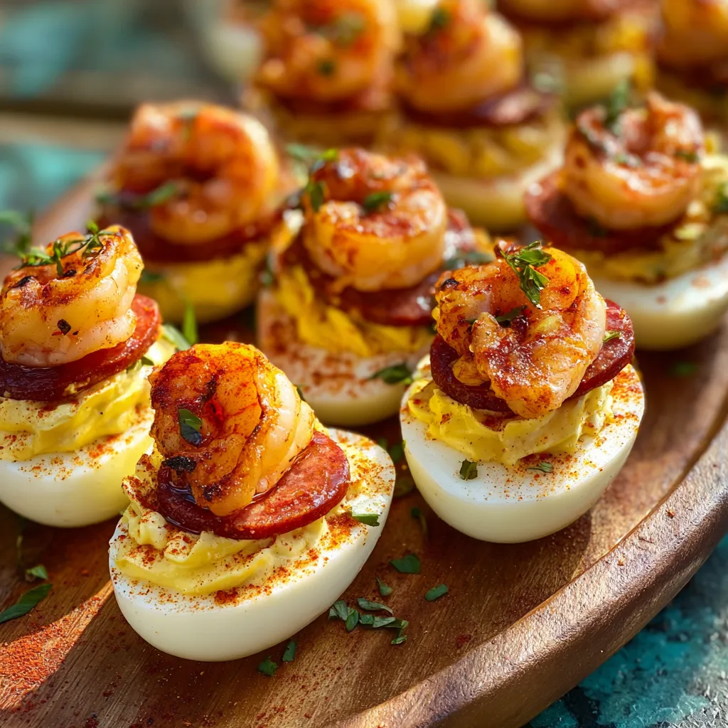 Savory Seafood Boil Deviled Eggs