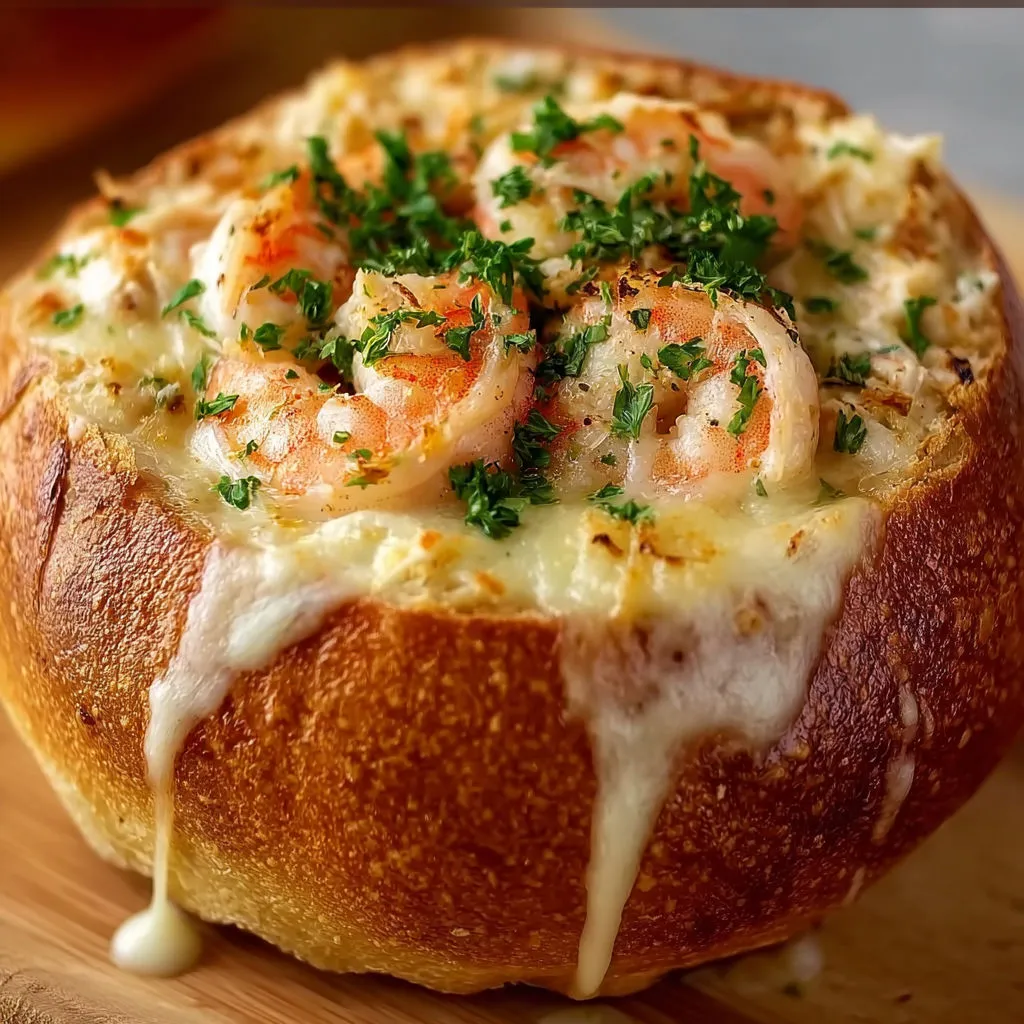Savory Seafood Soup in Bread Bowl