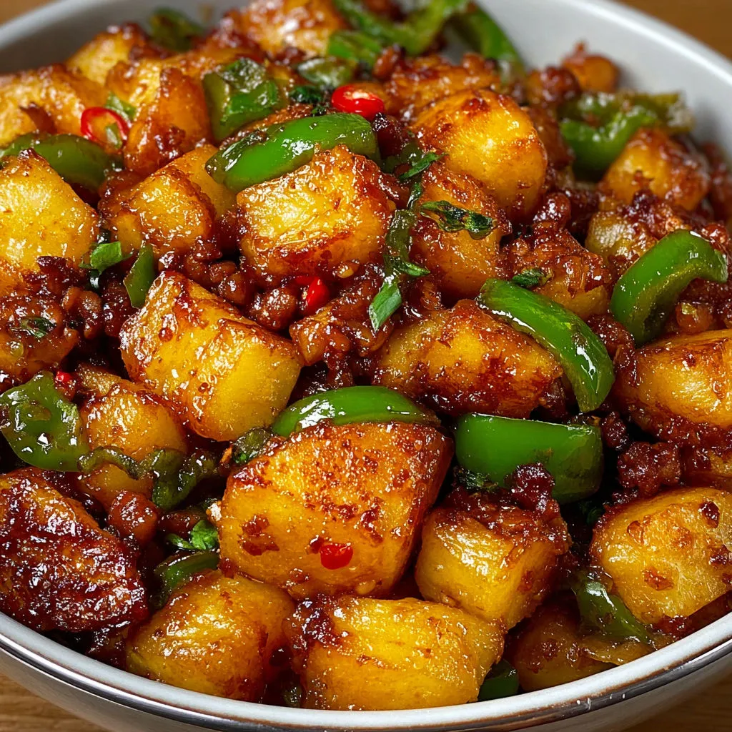 Savory Stir-Fried Potatoes with Minced Meat