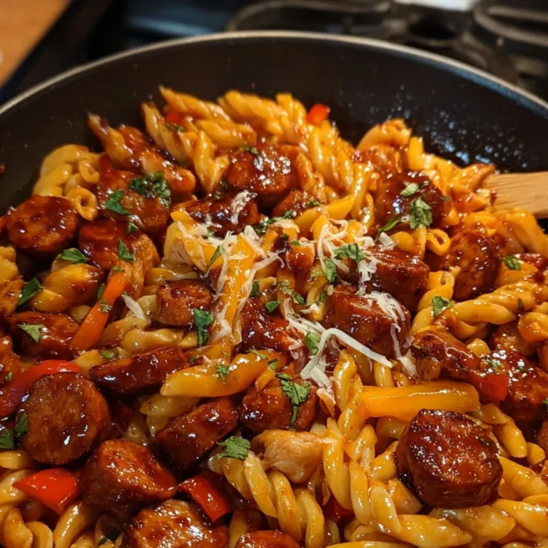 Spicy BBQ Sausage Pasta with Sweet Chili Sauce