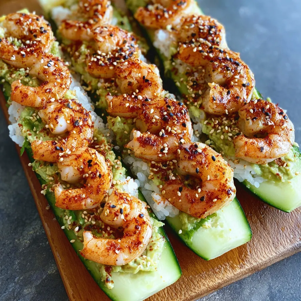 Spicy Shrimp Cucumber Sushi Roll