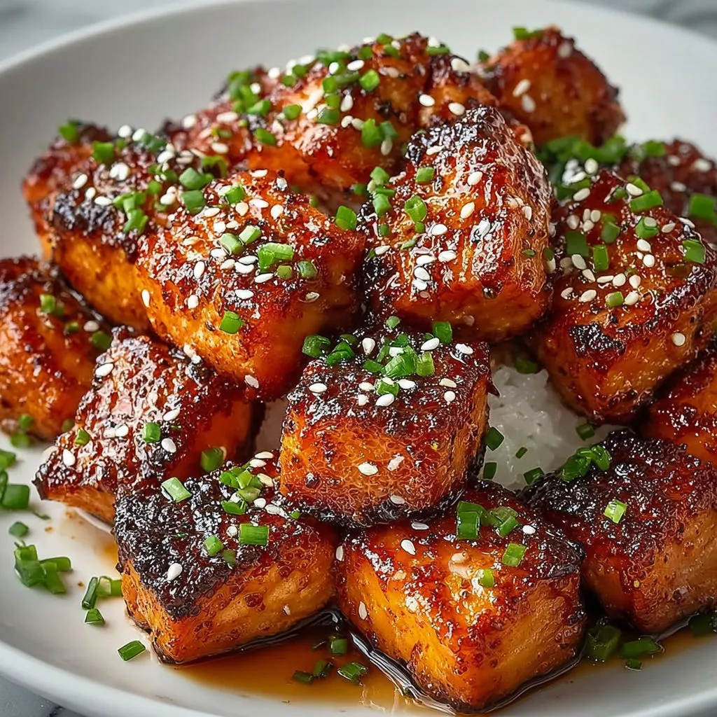Succulent Honey Garlic Salmon Bites Recipe
