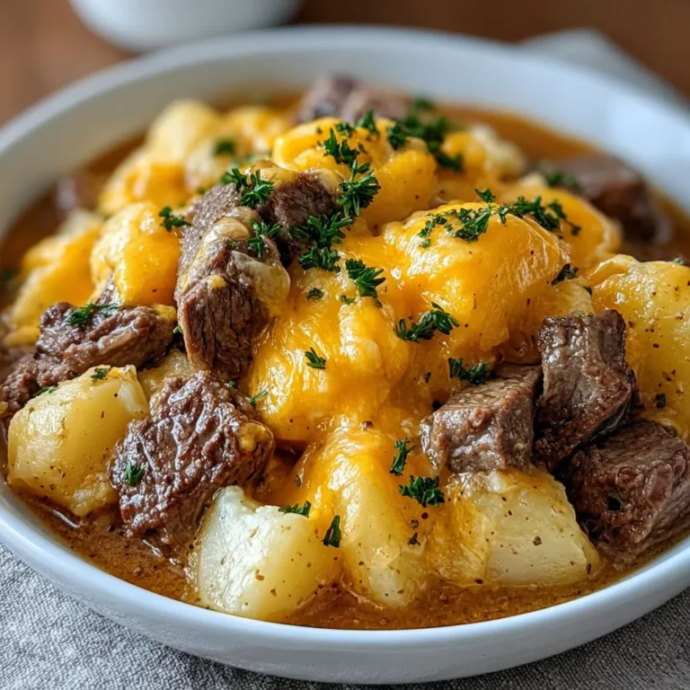 Tender Slow Cooker Steak and Cheddar Potato Casserole
