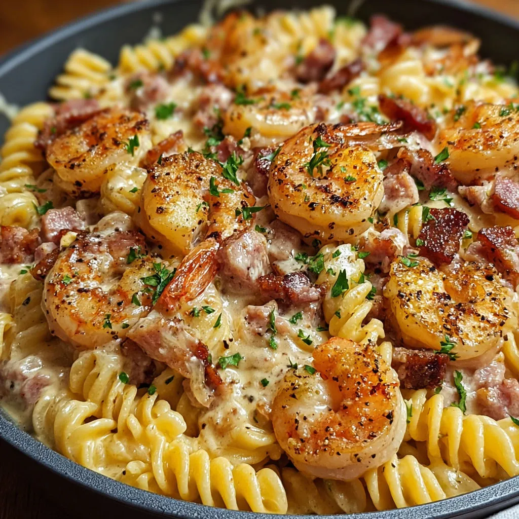 Ultimate Cheesy Seafood Pasta with Sausage and Bacon