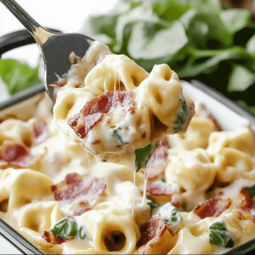 Cheesy Bacon Tortellini Bake with Broccoli