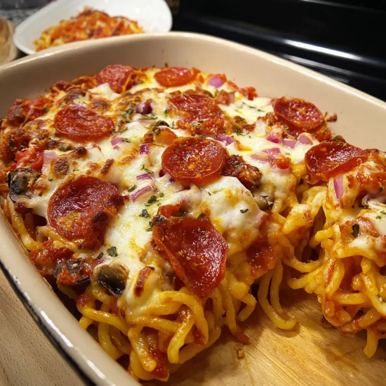 Cheesy Pizza Spaghetti Bake Recipe