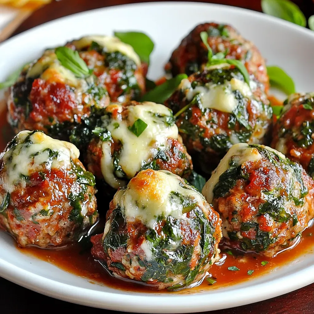 Cheesy Spinach Garlic Meatballs Recipe