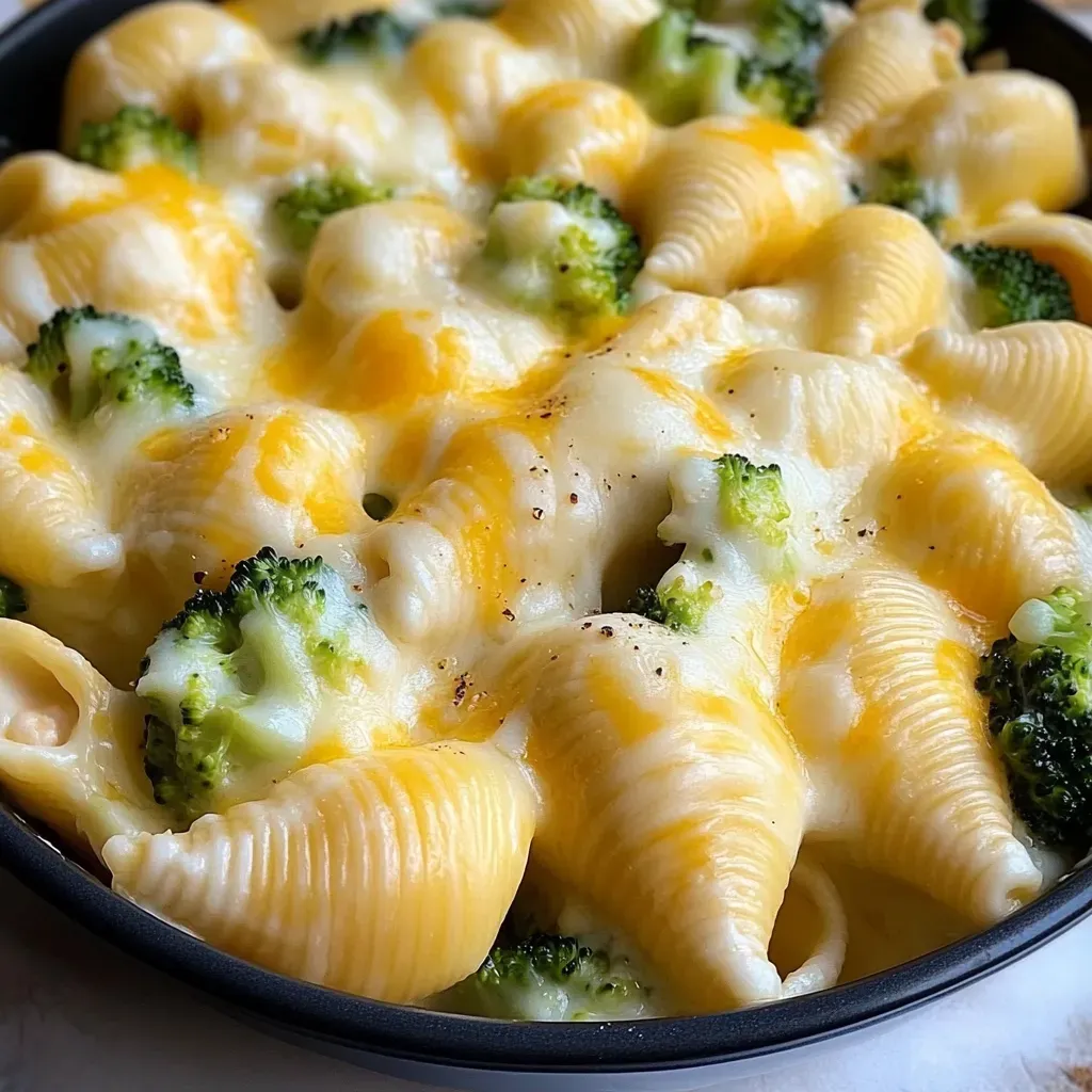 Creamy Cheesy Chicken Broccoli Pasta Shells
