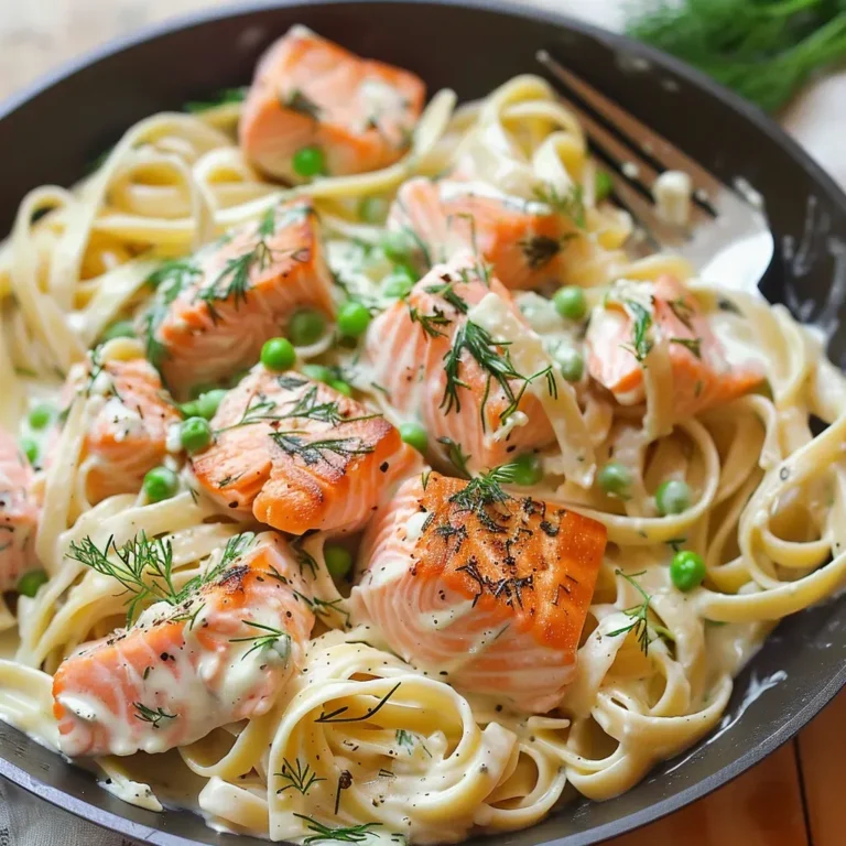 Creamy Salmon Fettuccine Alfredo Recipe