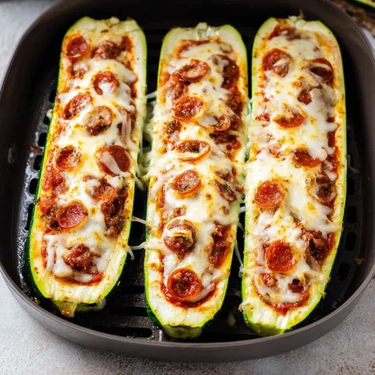 Crispy Air Fryer Zucchini Pizza Boats