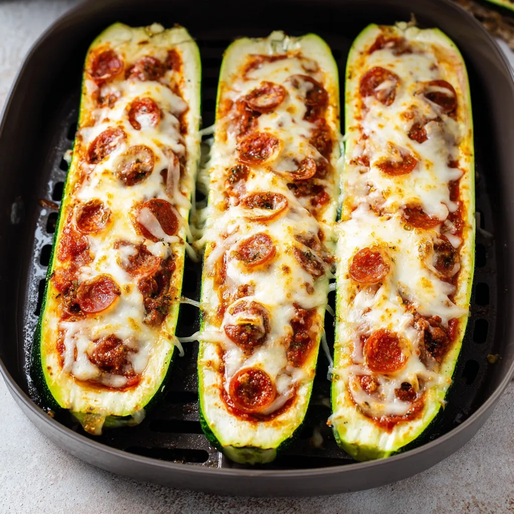 Crispy Air Fryer Zucchini Pizza Boats