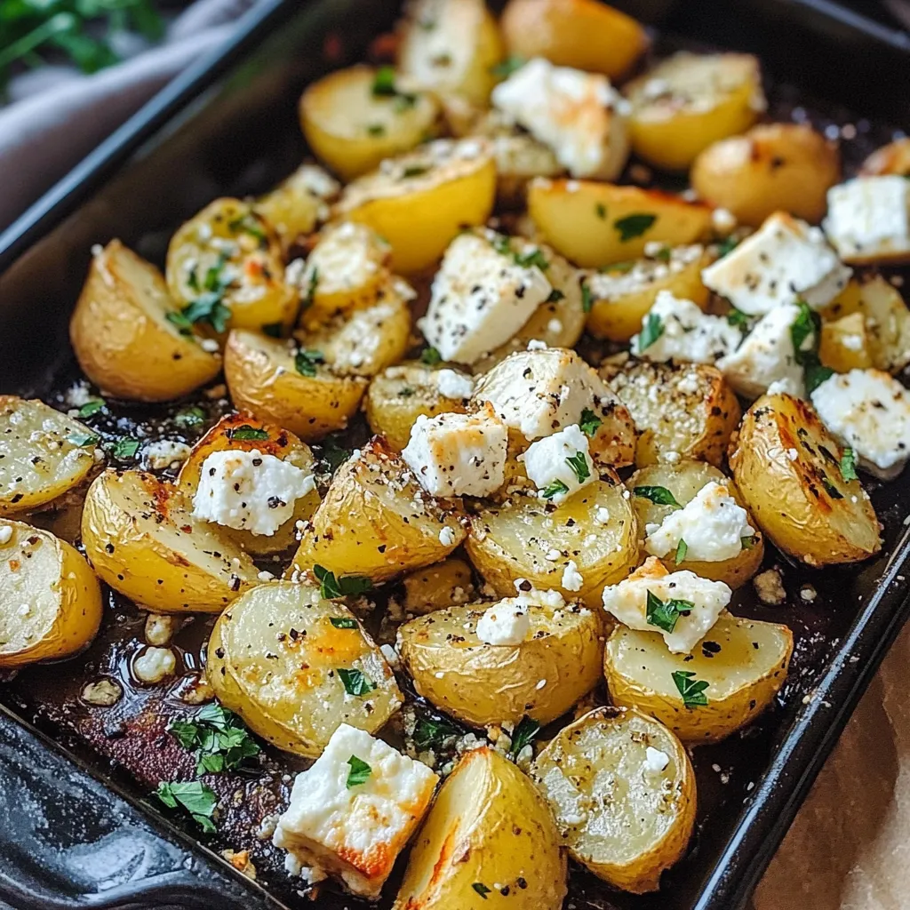Crispy Roasted Potatoes with Baked Feta