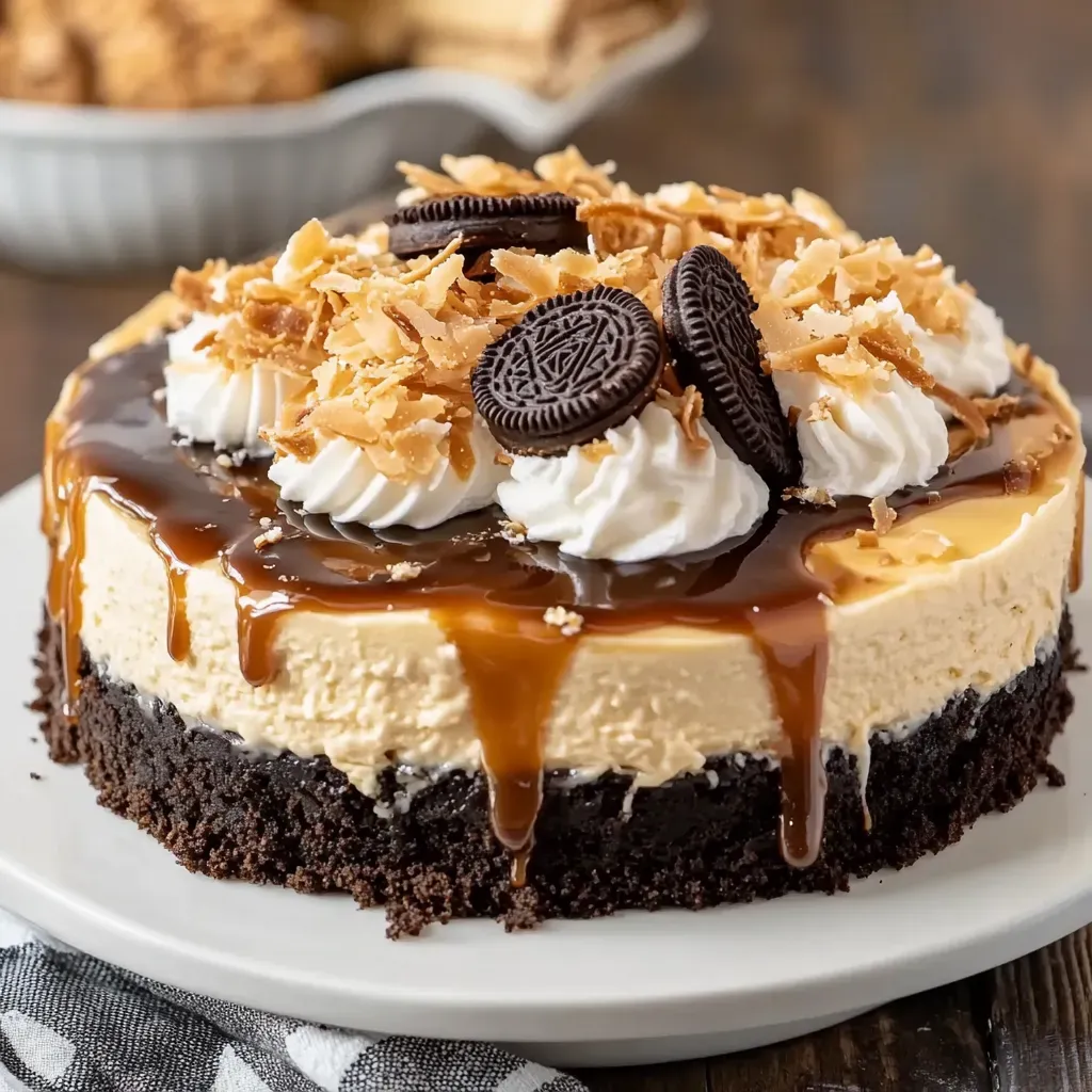 Decadent Samoa Cheesecake: Coconut Caramel Perfection