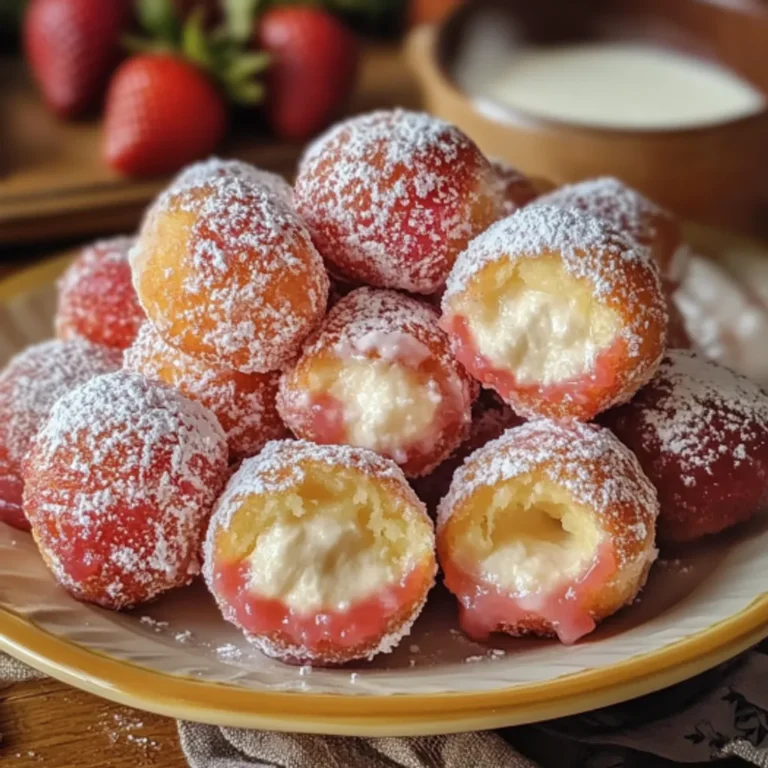 Decadent Strawberry Cheesecake Donut Holes