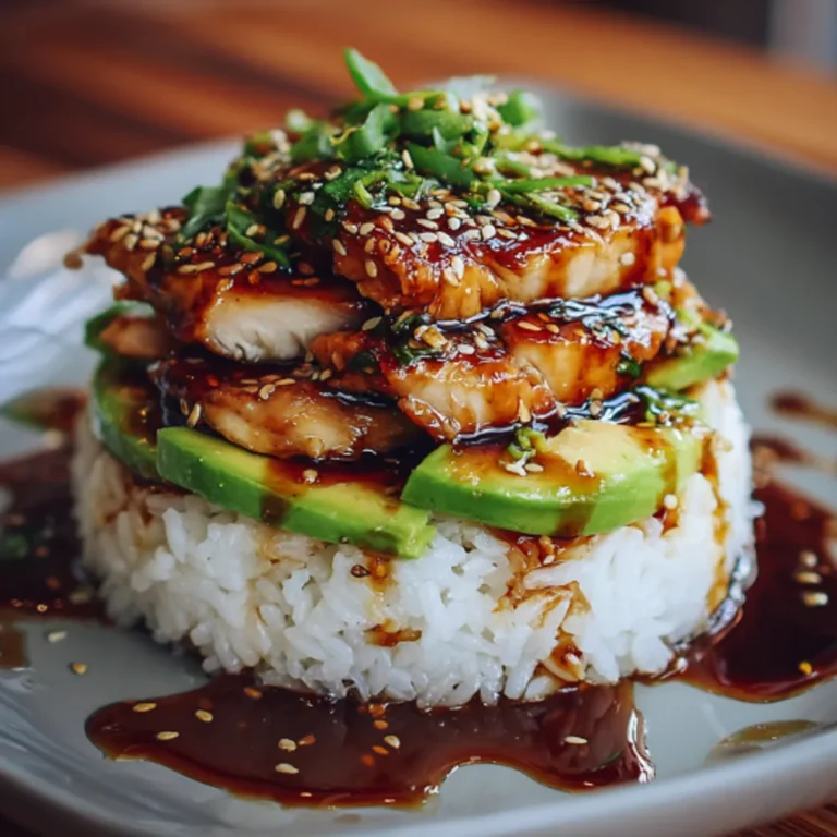Delicious Teriyaki Chicken Bowl with Avocado and Rice