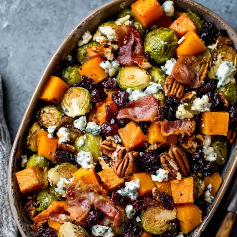 Maple Spiced Brussels Sprouts with Butternut Squash and Bacon