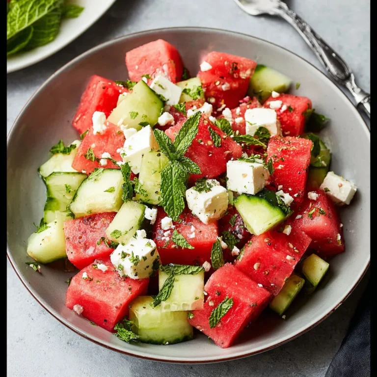 Refreshing Watermelon Feta Salad with Cucumber